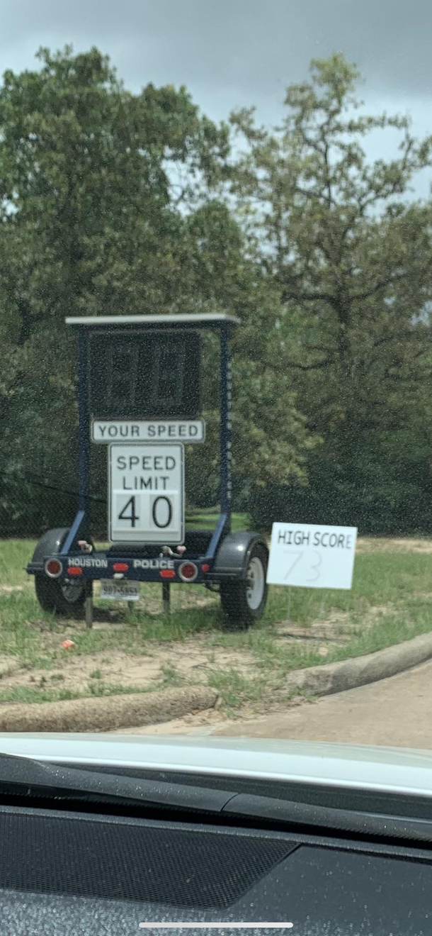 Someone playing games with the police radar by my house