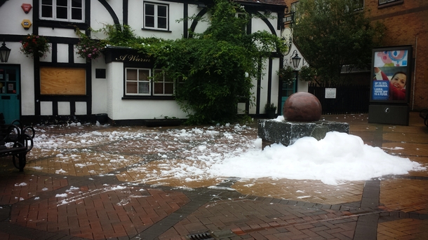 Someone put detergent in our towns fountain