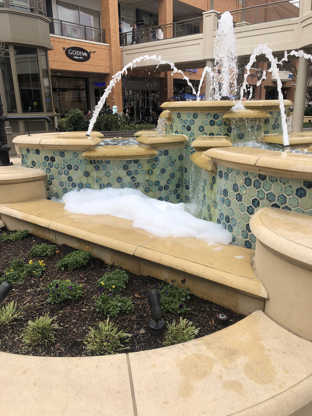 Someone put soap in the fountain at my local mall