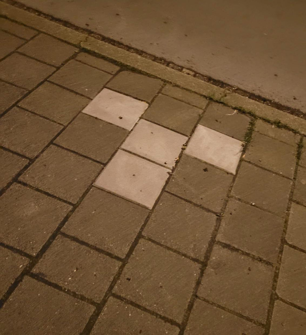 someone replaced the bricks of the sidewalk
