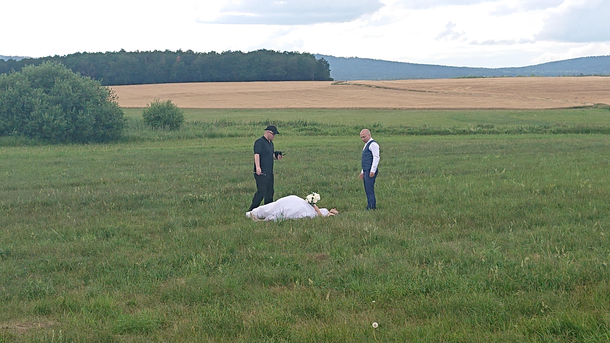 Sometimes the wedding photoshoot looks like a murder scene