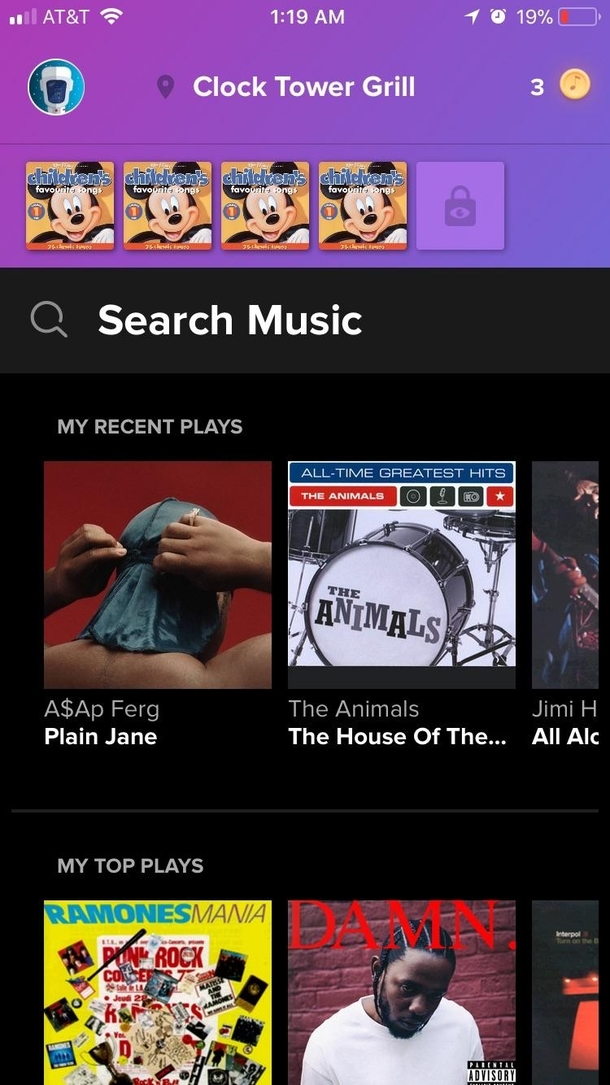 Sometimes when Im bored I connect to the jukebox at the bar down the street and play handful of Disney songs