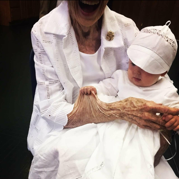Son Stop pulling on grandma