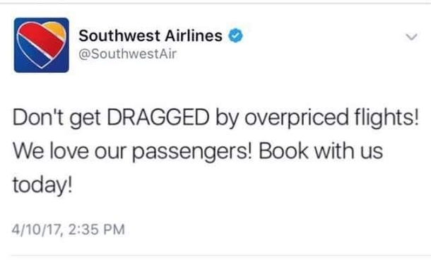 Southwest Airlines subtly making use of the situation