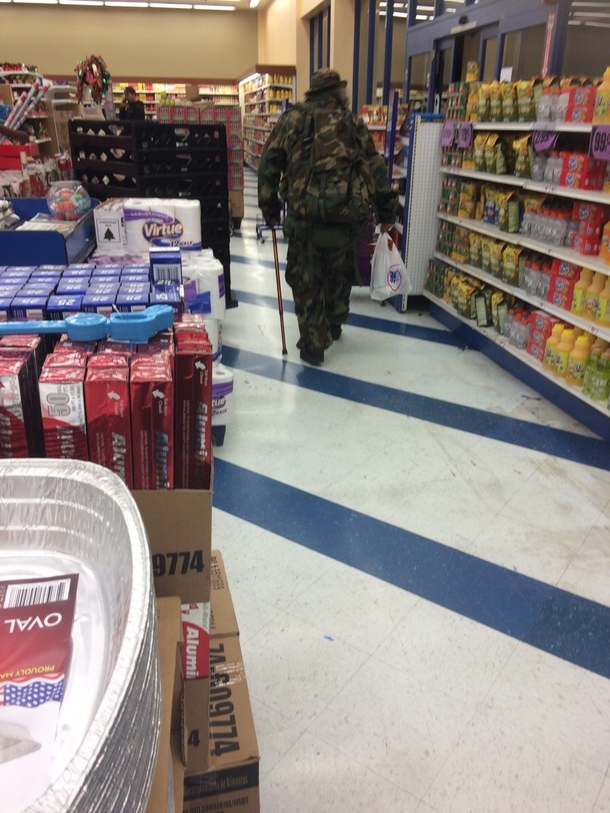 Spooky floating bag in the grocery store
