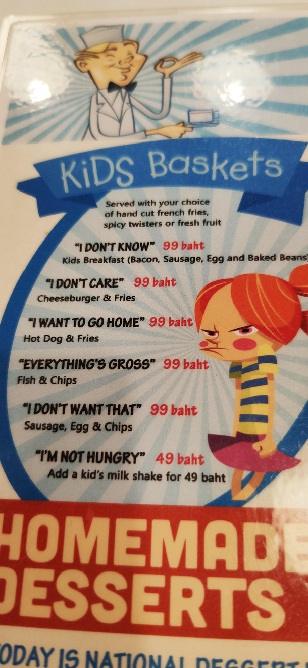 Spot on kids menu