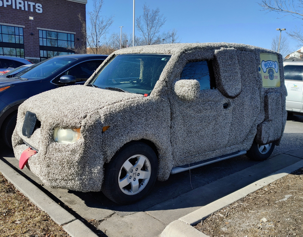 Spotted at a liquor store yesterday probably stocking up for the Puppy Bowl