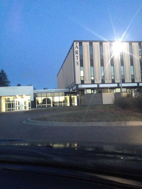 Spotted at my local University I dont know how he got up there but thats hilarious