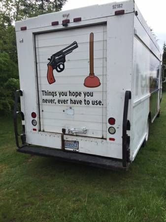 Spotted on the back of a plumbers truck