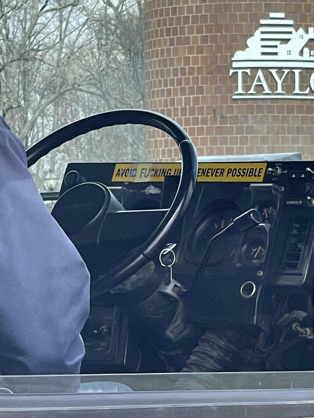 Spotted this on the dash of a USPS truck