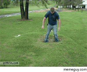 Sprinkler has an underground leak - Meme Guy