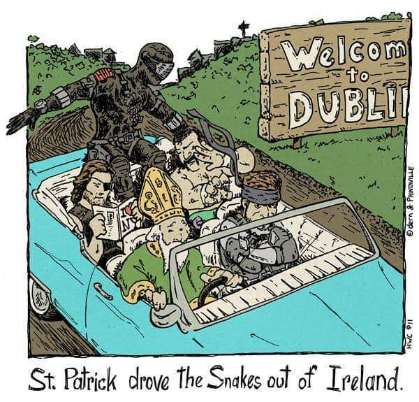 St Patrick drove the snakes out of Ireland