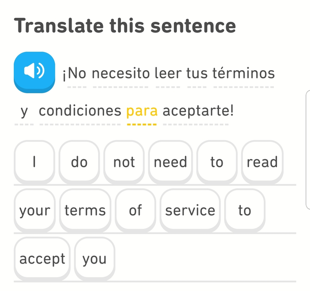 Started the flirting module on duolingo today Think Im gonna get me a date