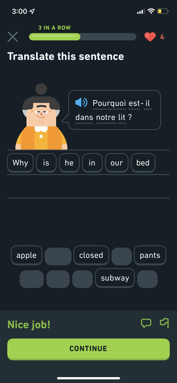 Starting to worry about the people who write Duolingos questions
