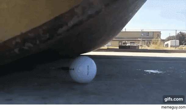 Steamroller Crushes Golf Ball