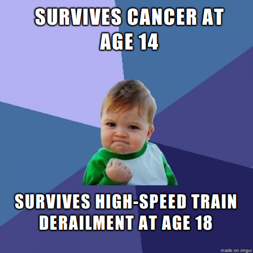 Stephen Ward survivor of the Spanish train derailment could easily have been a Bad Luck Brian