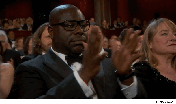 Steve McQueen clapping after John Ridleys acceptance speech 