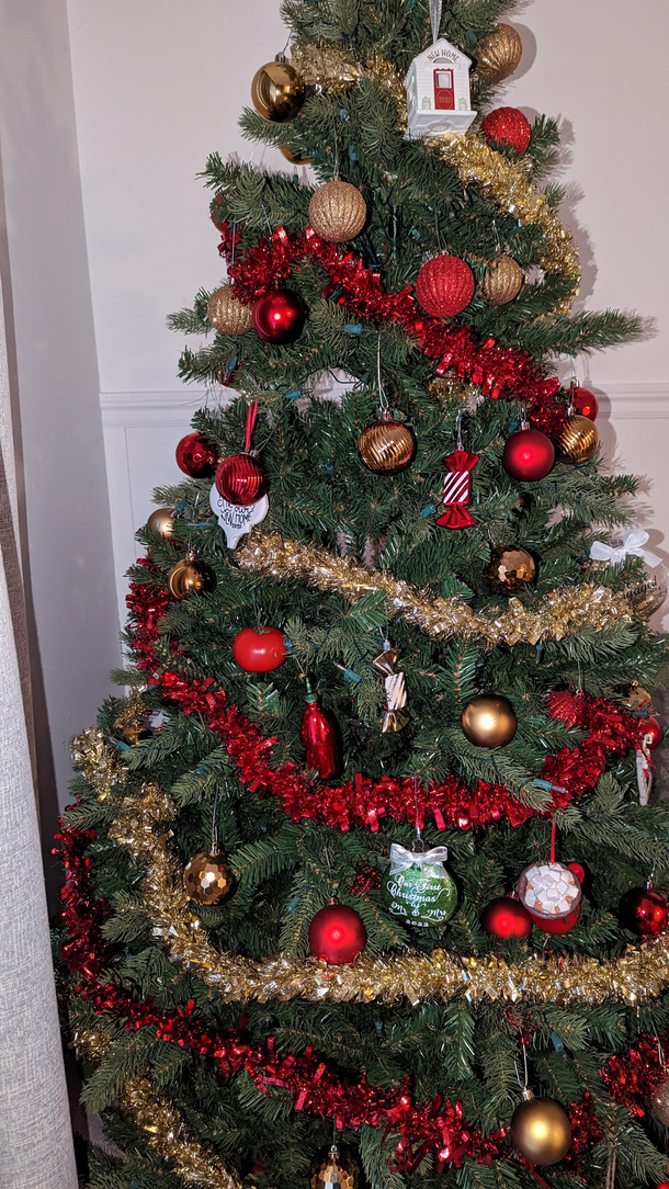 Still waiting for my wife to notice the tomato in our Christmas tree 