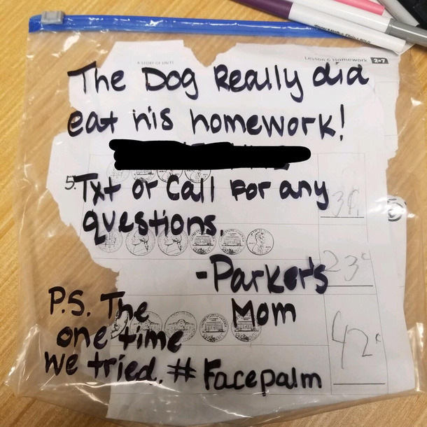 Student handed this in today