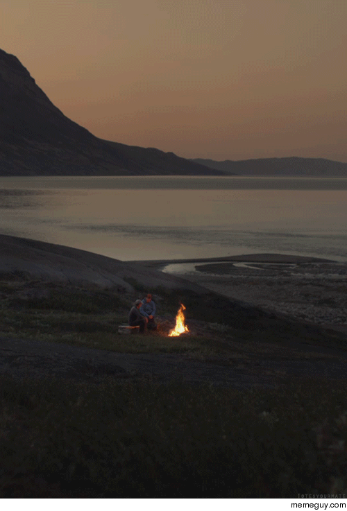 Stunning lakeside fire cinemagraph I stared at it for a few minutes wishing I was there