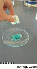 Styrofoam peanut in acetone