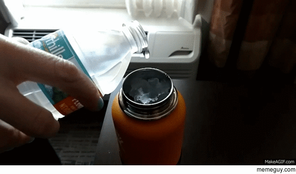 Supercooled water freezing as its poured