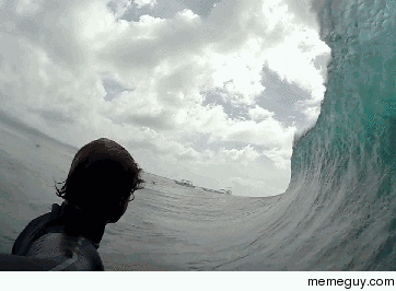 Surfing a perfect barrel