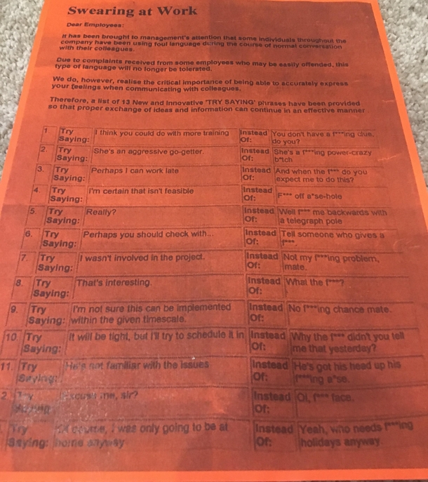 Swearing at Work