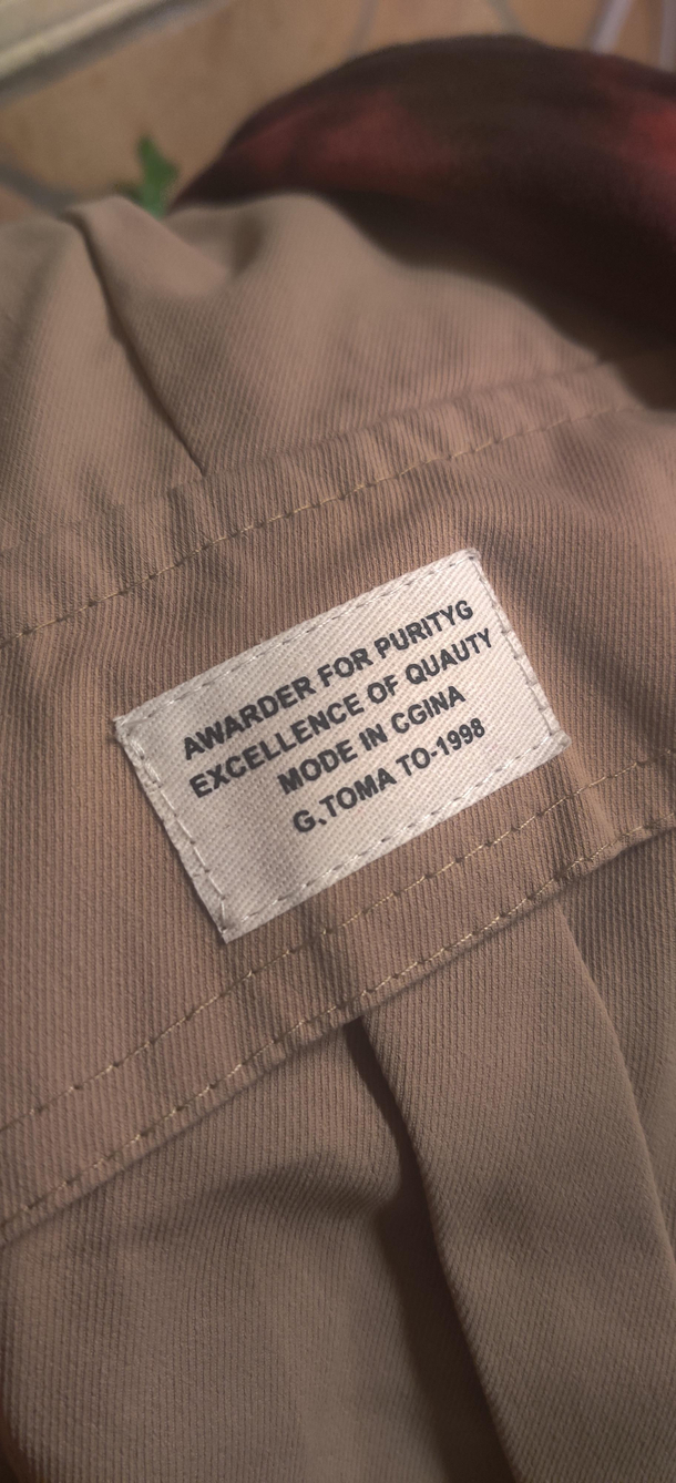 Tag on cargo pants I bought from a cheap Chinese manufacturer