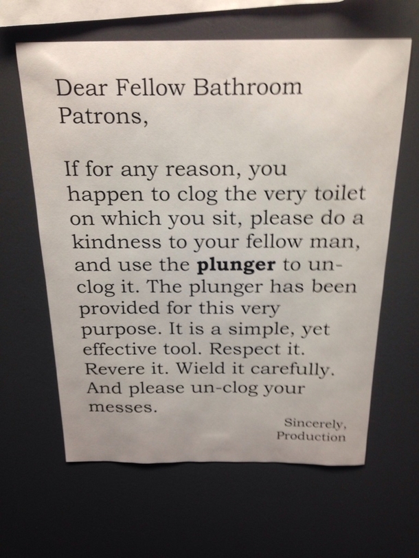 Taking a dump at a production studio