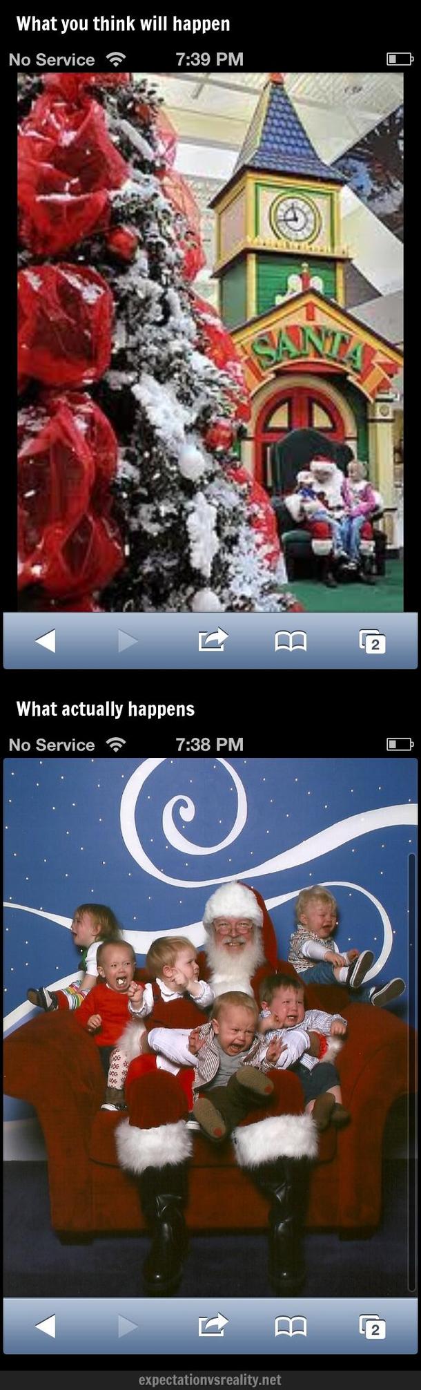 Taking pictures with Santa