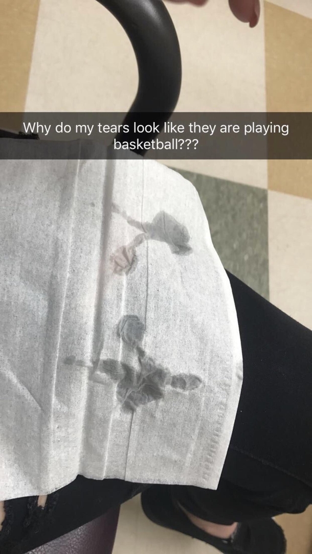 Tears playing basketball