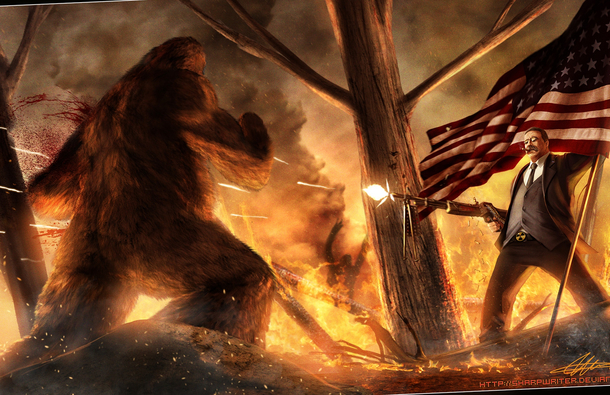 Teddy Roosevelt vs Bigfoot Your argument is invalid