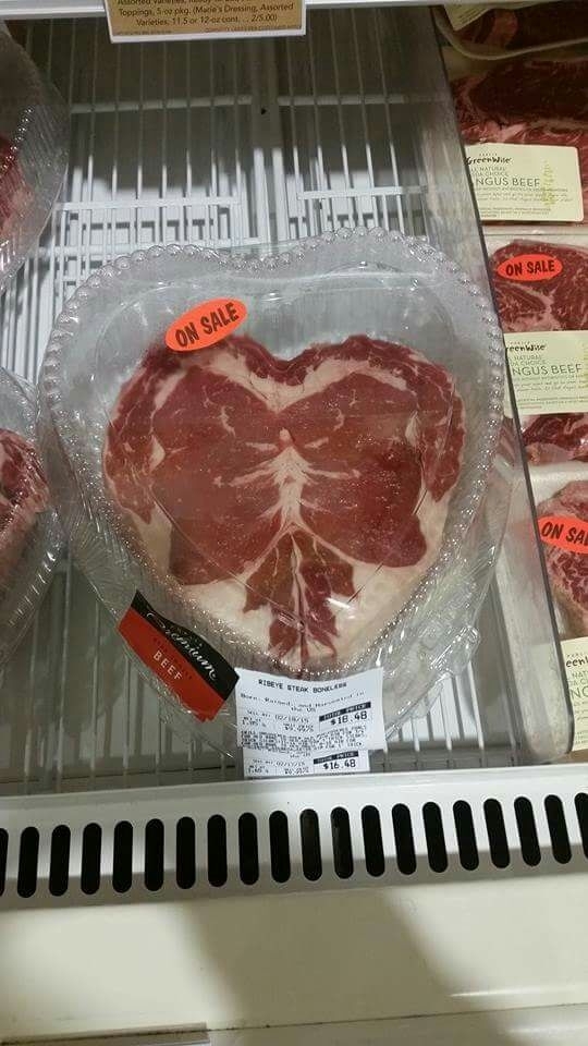 Tell her you love her with a slab of heart shaped meat