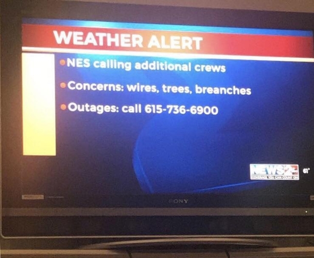 Tennessee was expecting  of snow Watch out for them breanches
