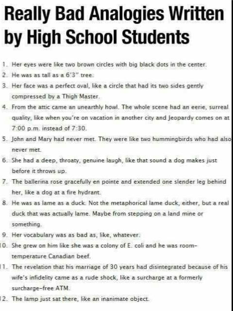 Terrible high school analogies