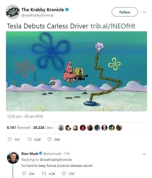 Tesla debuts new carless driver