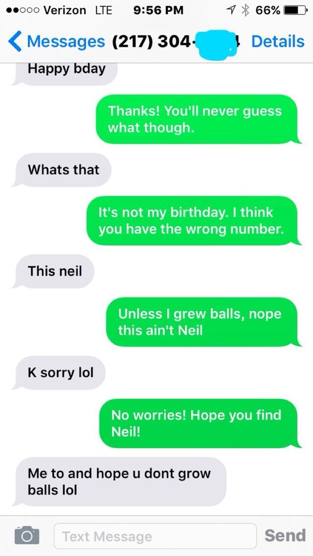 Text my wife got this evening