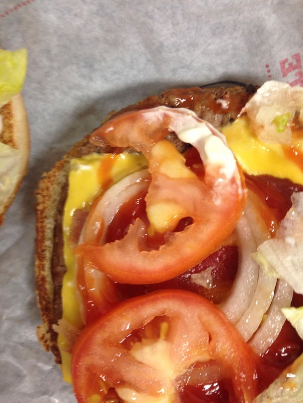 Thank you Burger King employee for taking a bite out of my tomato for me