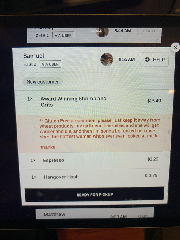 Thank you Samuelyou made our day with this UberEats order