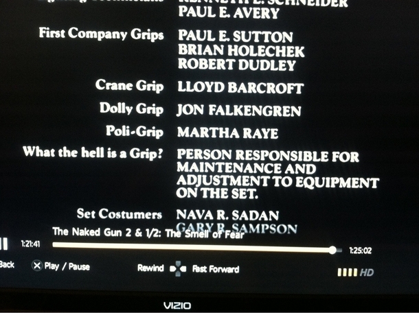 Thanks to the credits of Naked Gun   I finally know what a Grip does
