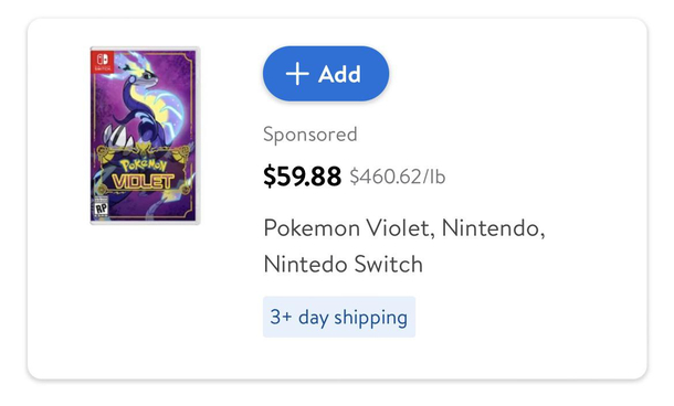 Thanks Walmart for letting me know the per-pound price of Pokmon