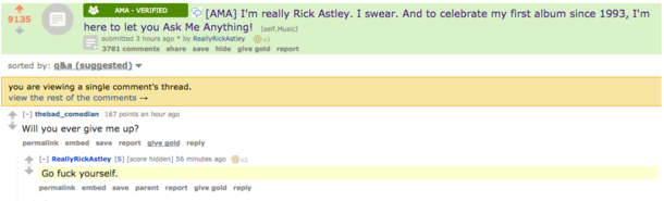That time we found out that Rick Astley actually would give us up