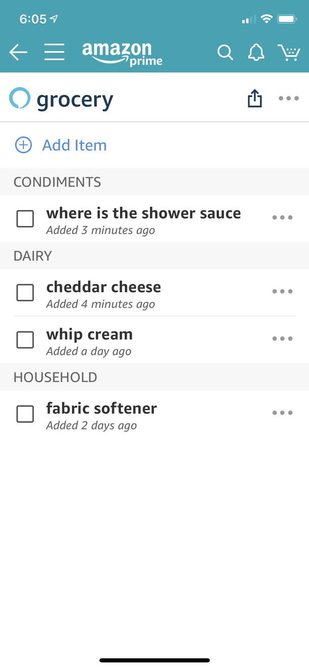That what I get for asking Alexa to add Worcestershire sauce to my grocery list