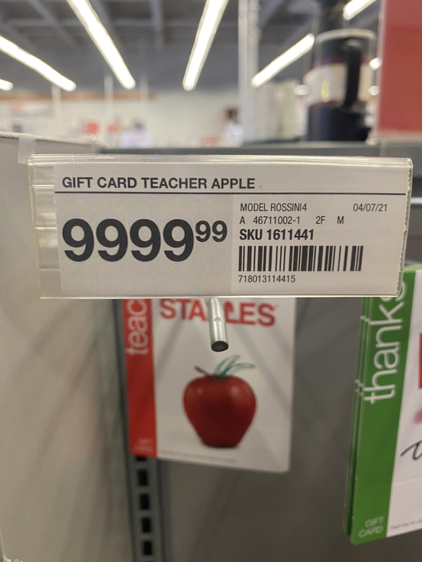 Thats some expensive fruit at Staples