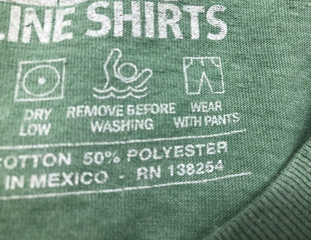 The advice on this shirt tag