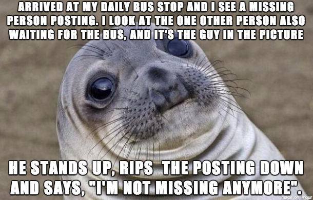 The awkward part was probably having to wait another  minutes for the bus to arrive
