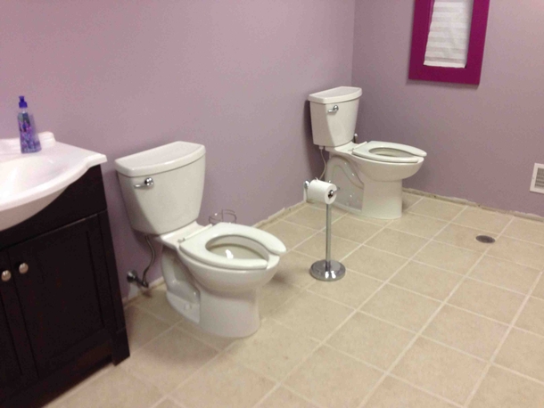 The bathrooms at my local mini golf place have quite the unique layout