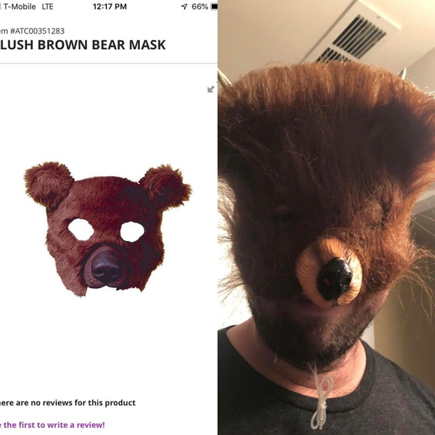 The bear mask my friend ordered vs the nightmare fuel he received