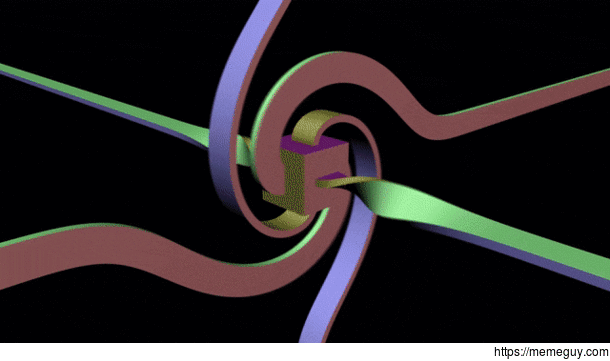 The Belt Trick from quantum mechanics  connected belts around a rotating cube never intersecting
